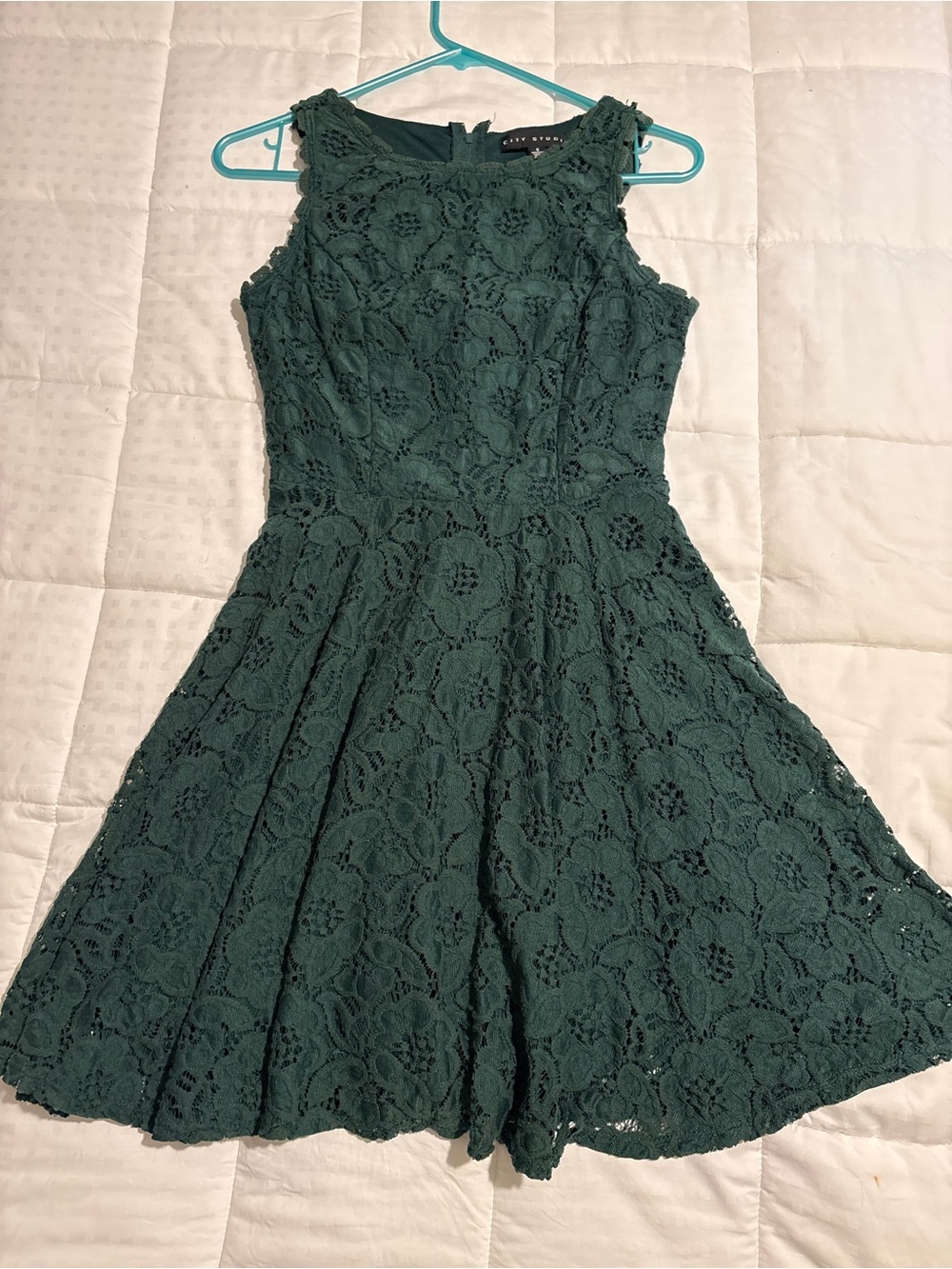 City Studios Dark Green Lace fit & flare Mini Dress